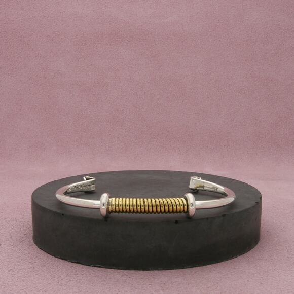 taxco mexico sterling silver & brass accent wrapped cuff bracelet size 6.5in - Picture 1 of 3